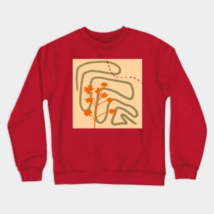 Mid Century Orange Sunset Floral Abstract Art Crewneck Sweatshirt